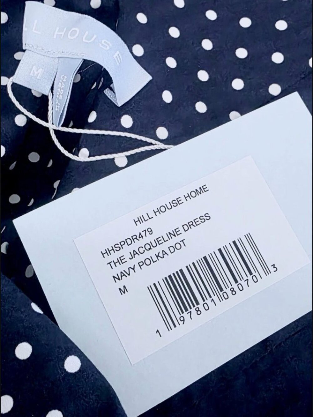 Hill House Home The Jacqueline Dress Navy Polka Dot Cotton NWT Medium - Picture 5 of 6